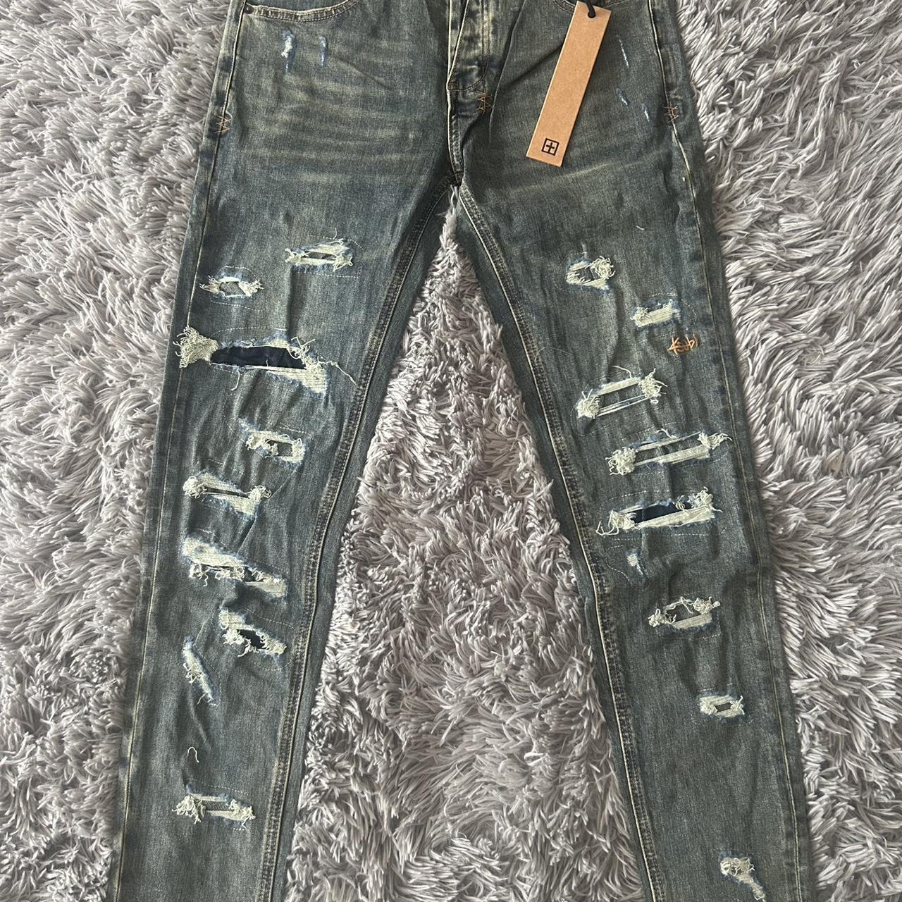 Ksubi Men’s Distressed Denim – Navy & Blue Patchwork