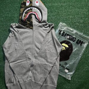 BAPE Men’s Classic Ape Head Full-Zip Hoodie – Heather Grey