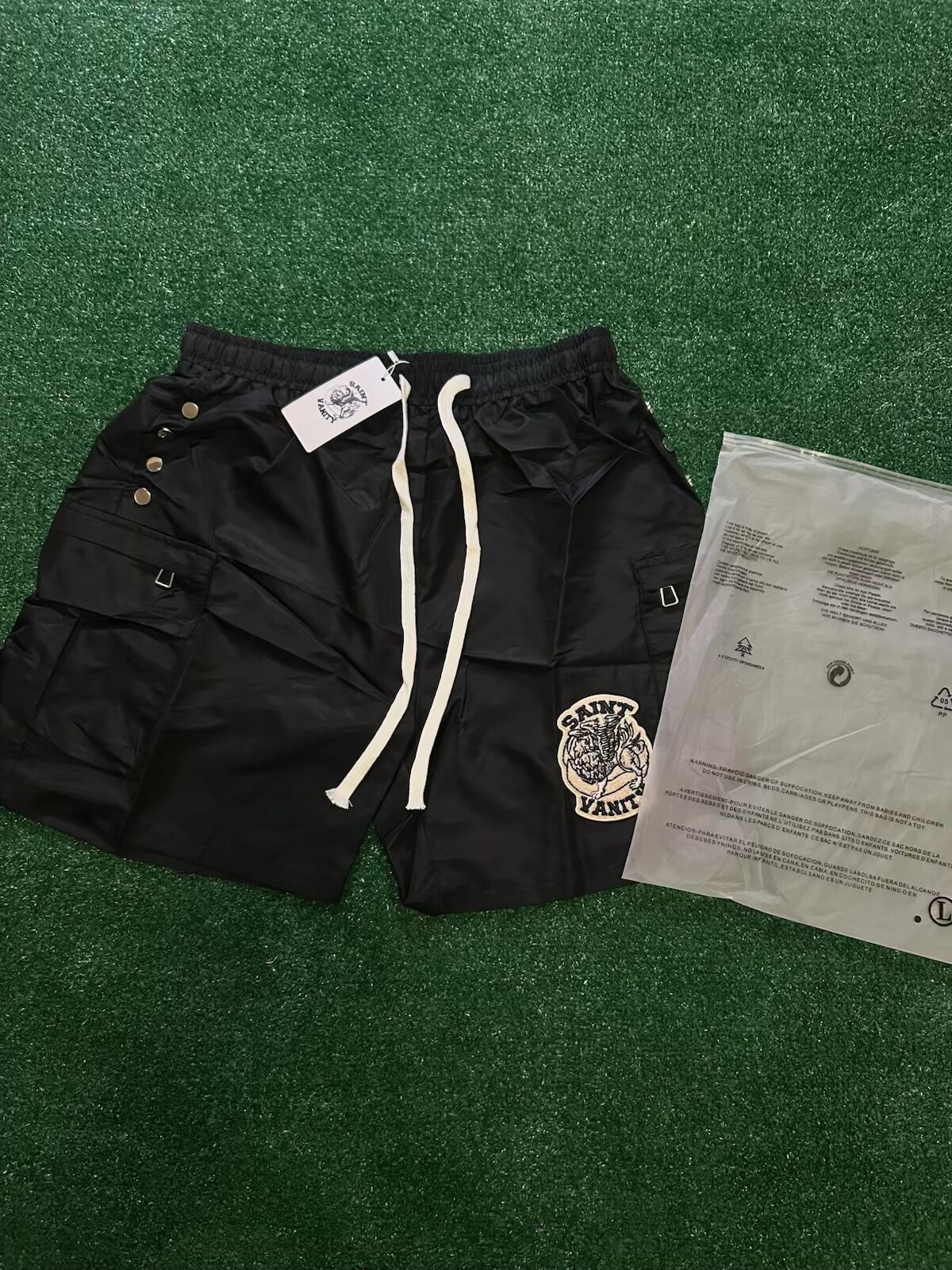 Saint Vanity Utility Cargo Nylon Shorts – Black